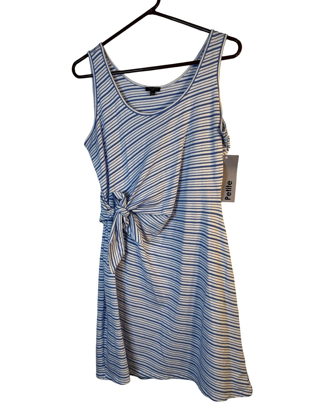 Talbots Blue & White Tie-Front Sleeveless Dress